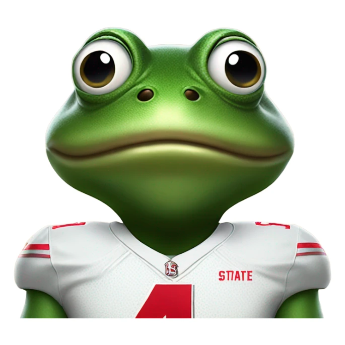 Bullfrog wearing Ohio state jersey number 4 sticker