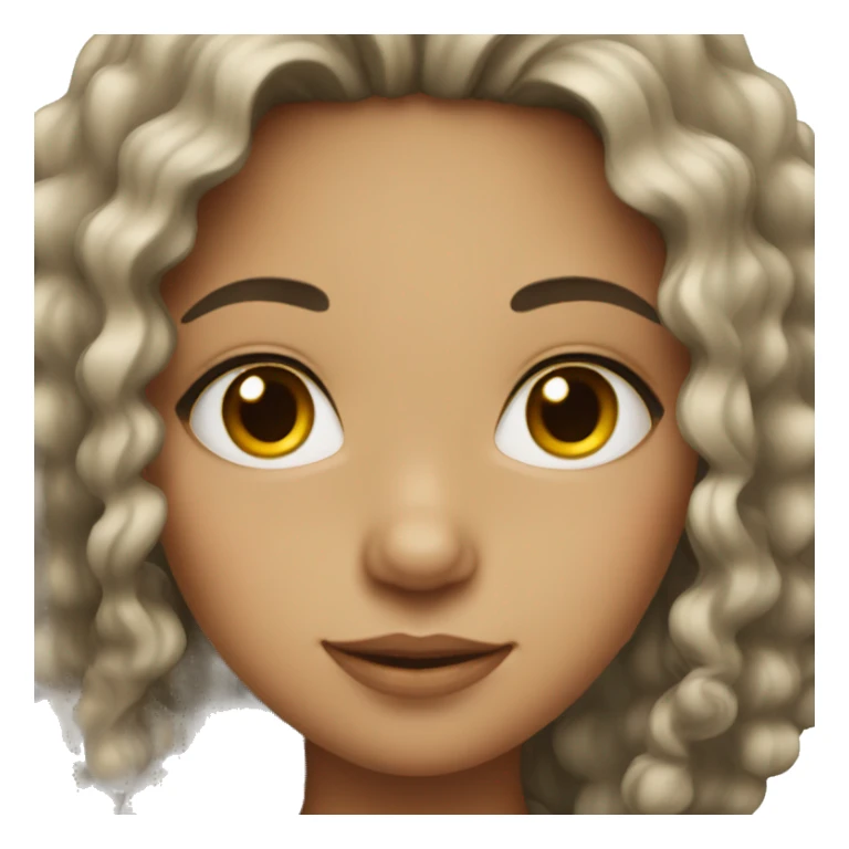 a girl with light skin and black curly hair sticker