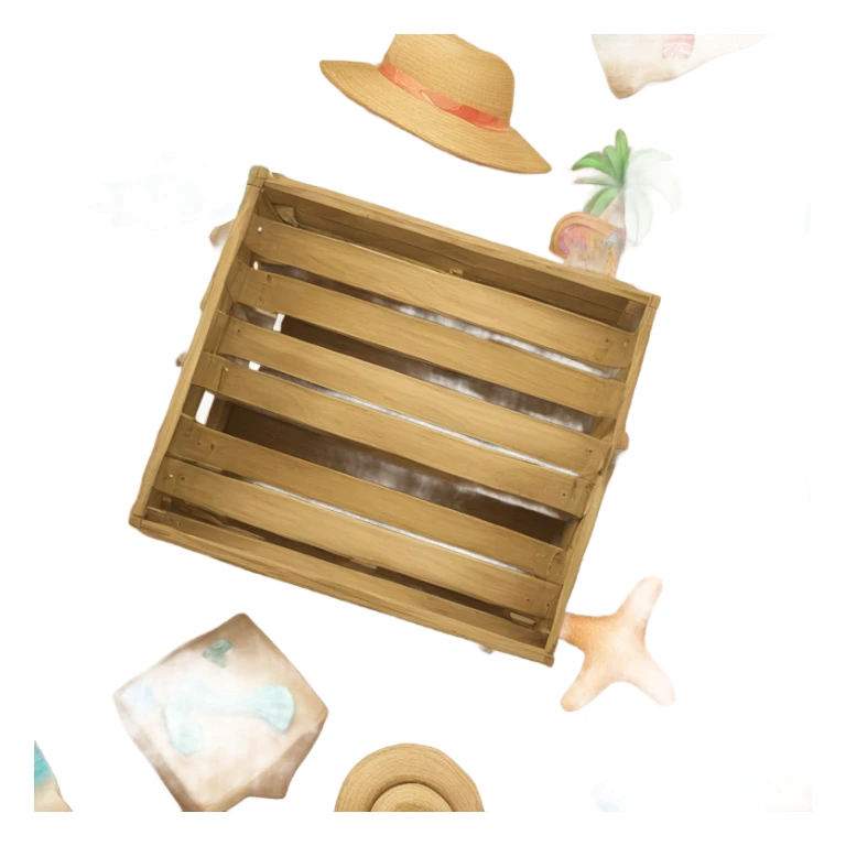 Crate with drawings of summer and bikinis inside sticker