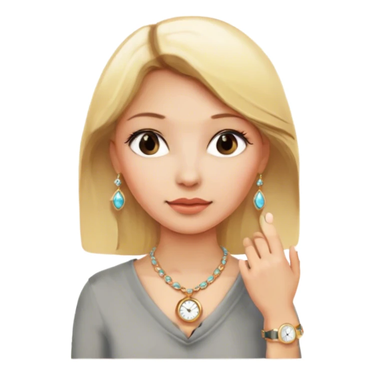blonde with jewelry and watch sticker