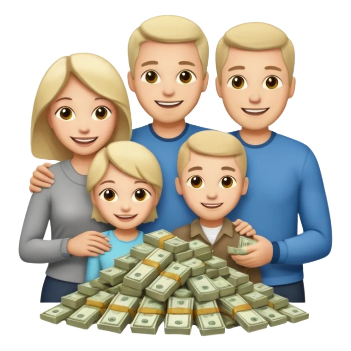 money around a family of four people sticker