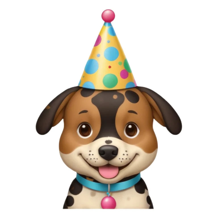 black and brown spotted dog at a birthday party sticker