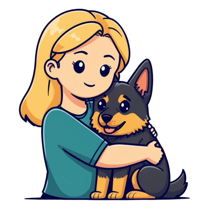 blonde woman romance intimate with German shepherd  sticker