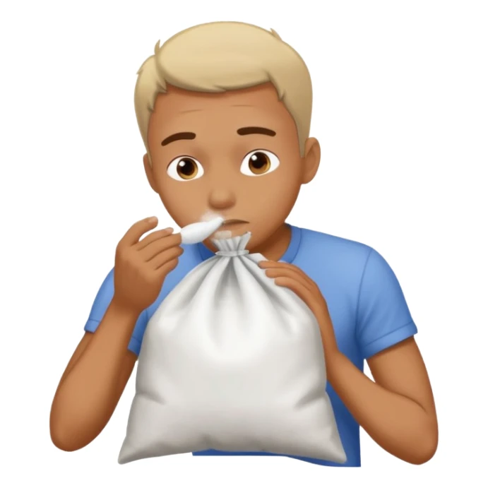 A man snorting a large bag of white powder  sticker