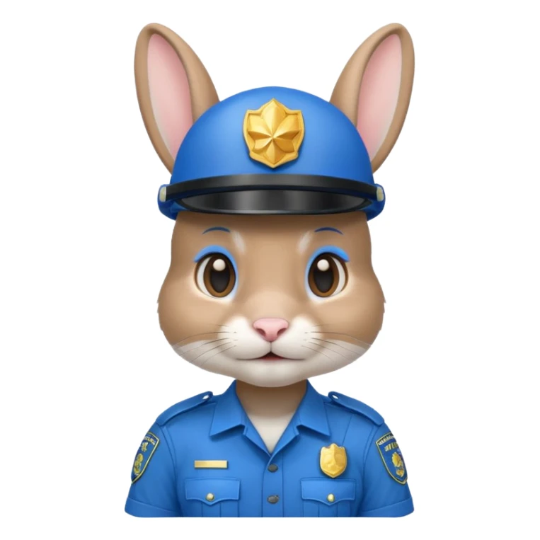 Rabbit police, blue uniform including helmet of uniform sticker