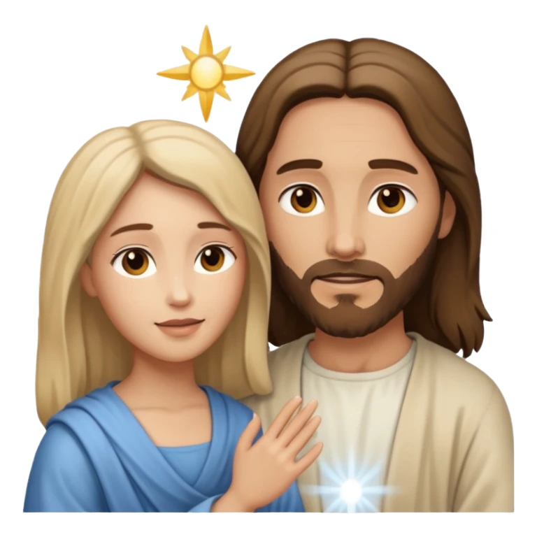 Jesus animado con una mujer ayudándola, variadas sticker