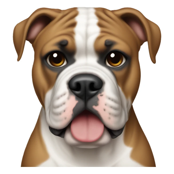American bulldog with short ears wearing a raiders helmet sticker