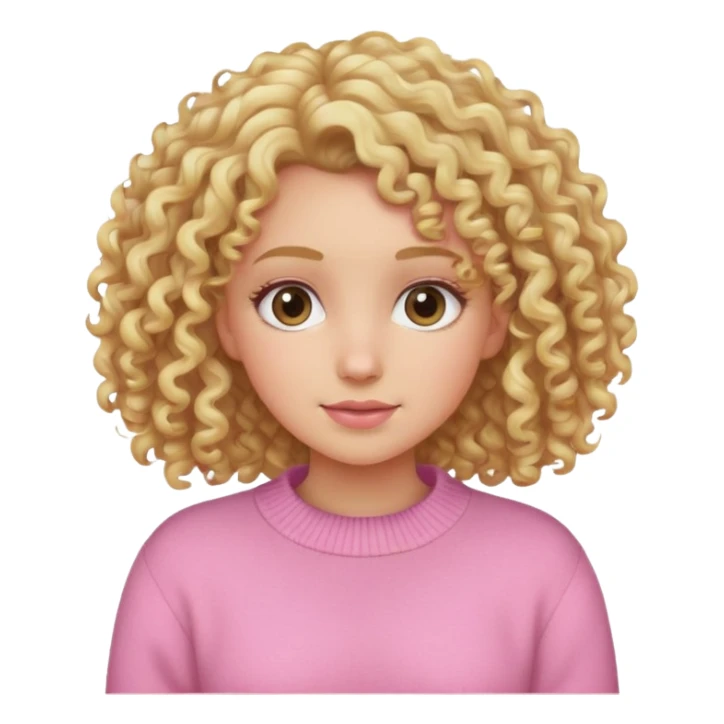 chica pelo rizado rubio con jersey rosa sticker