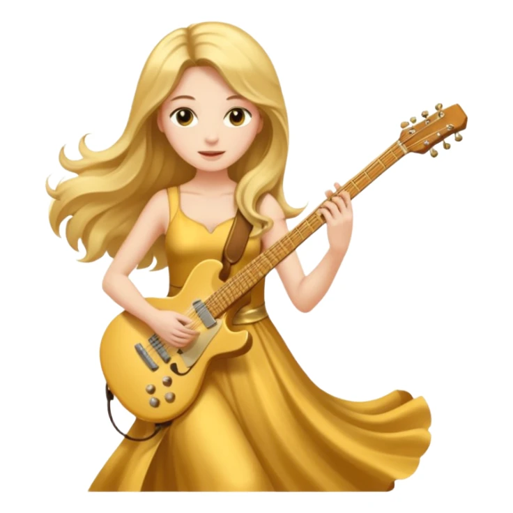 golden female guitarist sticker