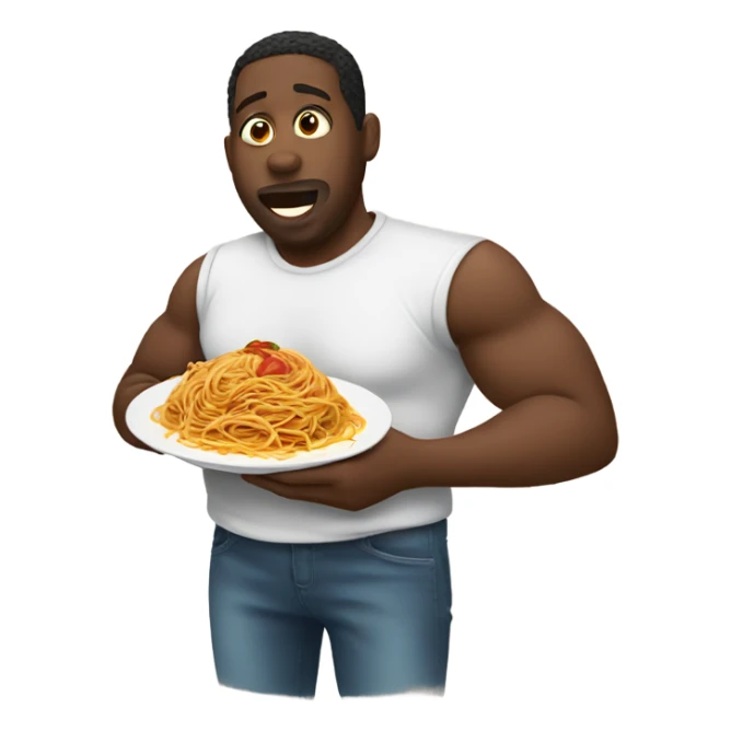 Pregnant black man eating spaghetti  sticker