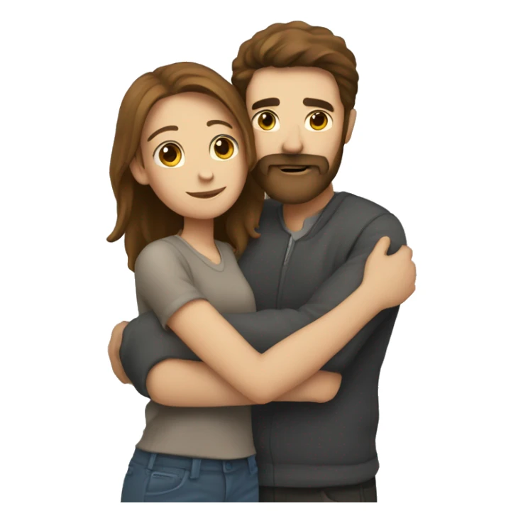 A guy with a beard hugging a girl with brown hair  sticker
