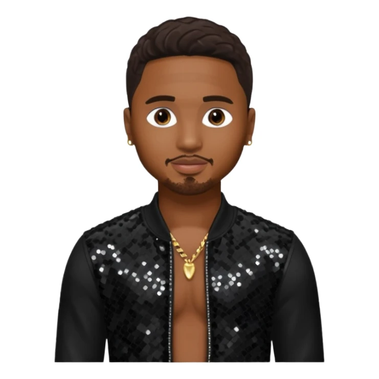 Trey Songz with dark brown hair, black sequin outfit sticker