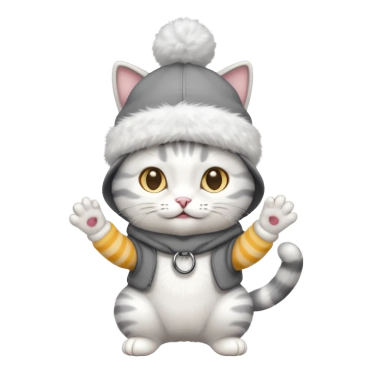 Rengi gri beyaz olaolan rapci kedi sticker