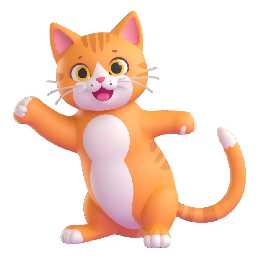 3D style cat, cute and expressive, full body, playful pose sticker