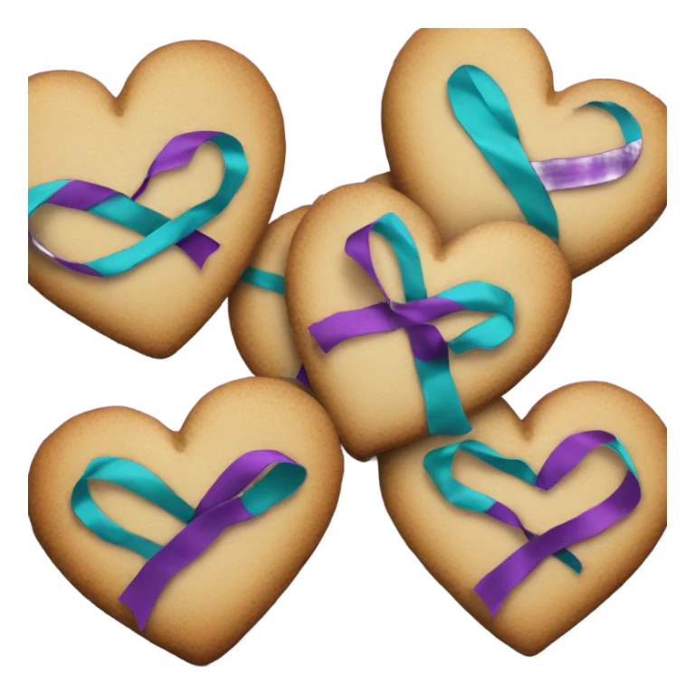 Heart cookie, teal purple suicide awareness ribbon sticker