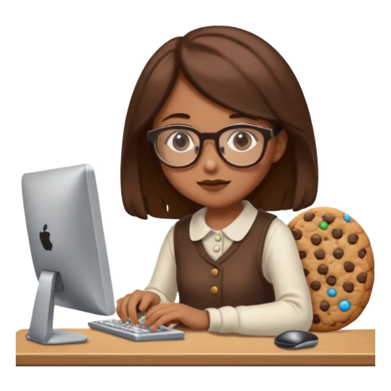 cookie clicker addict girl at computer mexican sticker
