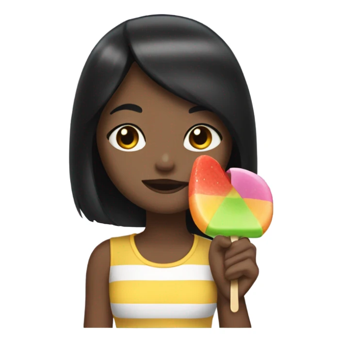 Girl with black hair sucking popsicle sticker