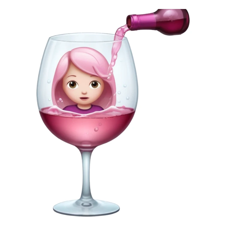 Little person stuck inside a huge glass of pink wine sticker