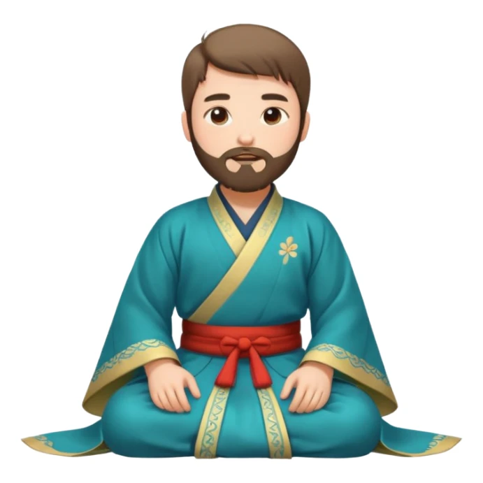 Beautiful man with beard in Hanfu sitting on the ground sticker
