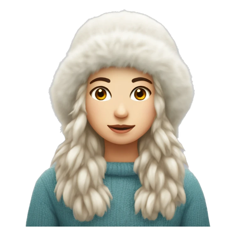 fluffy cozy winter hat on white girl sticker