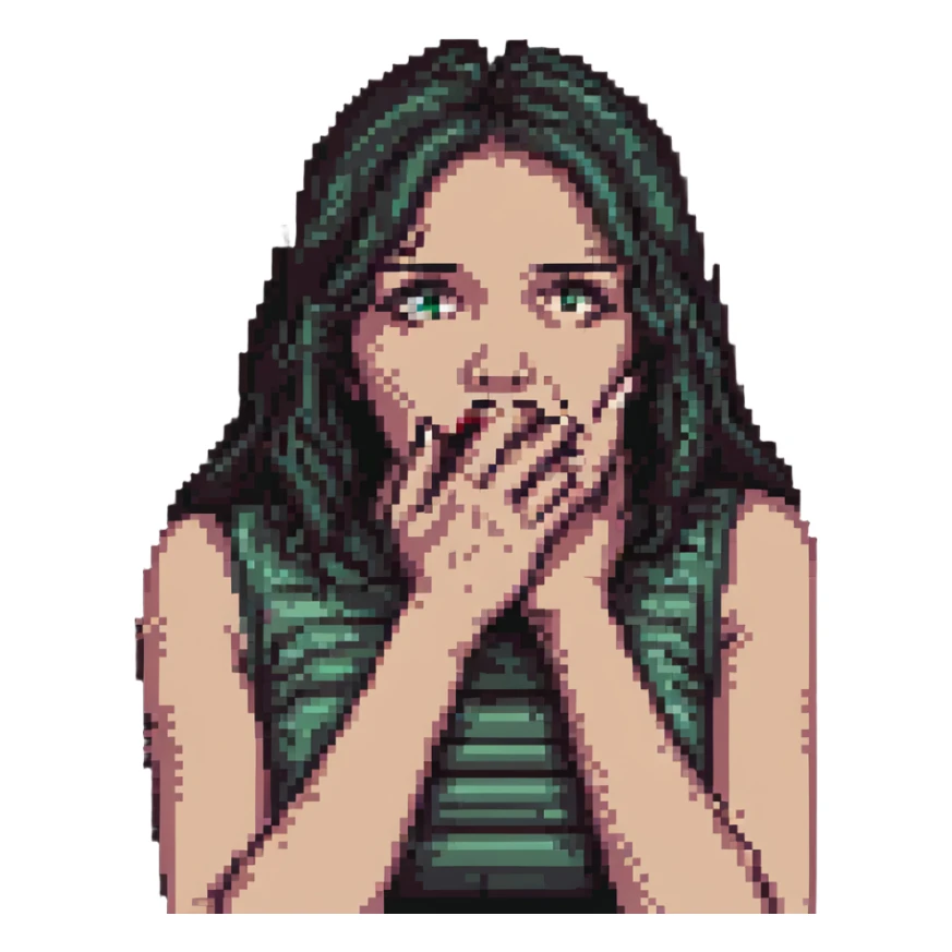 woman scared hand on mouth terrified sticker