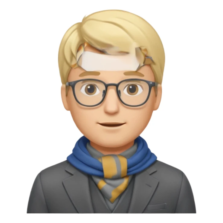 gray scarf male blond hair with suit glasses sticker