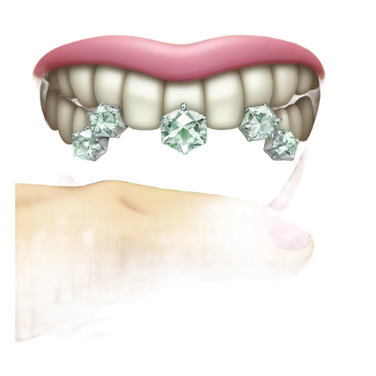 A green emoji using their pinky finger to expose their diamonds on their bottom teeth  sticker