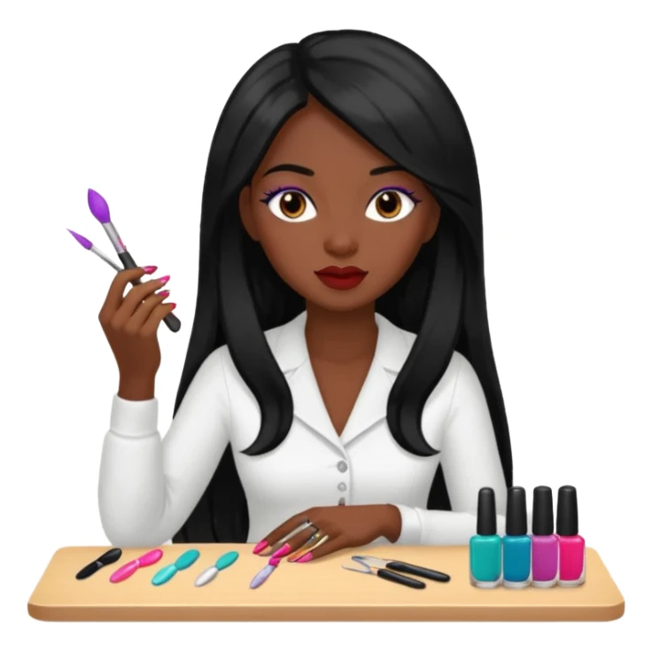 black woman nail artist long haired sticker