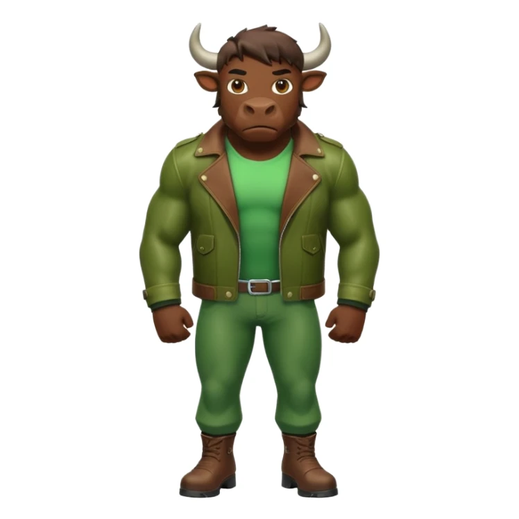 Big green bull full body with brown jacket sticker