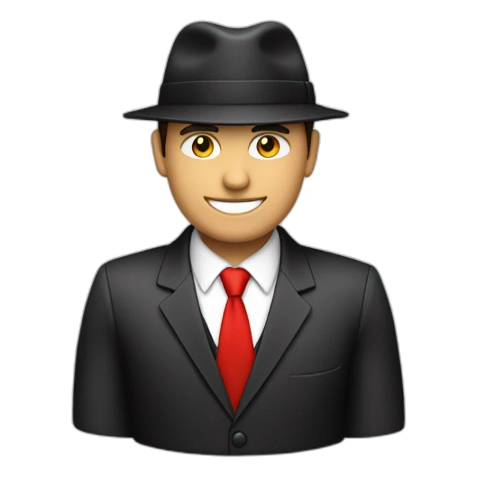 Businessman with a black cap writes "Business" in red sticker