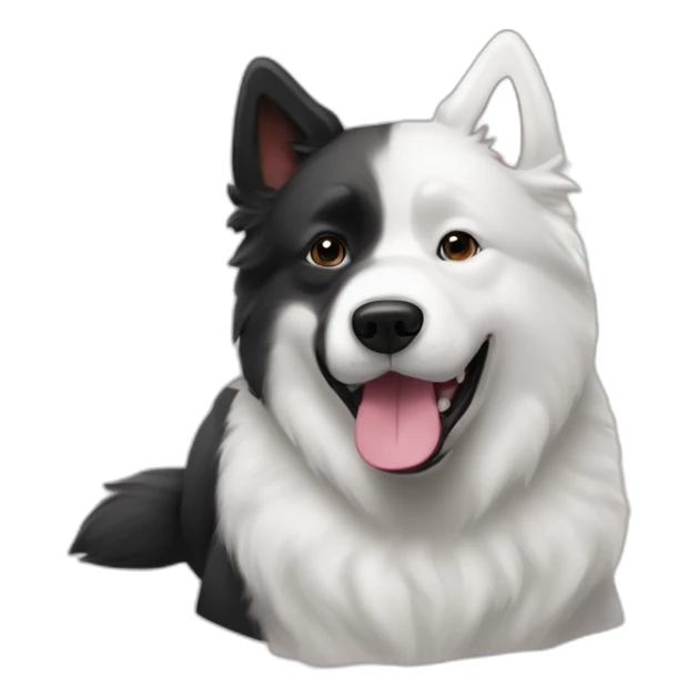 samoyed and BLACK-french buldog playing sticker