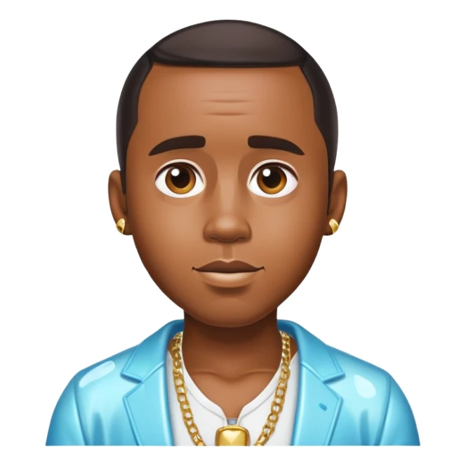 Diddy in a party outfit with baby oil sticker