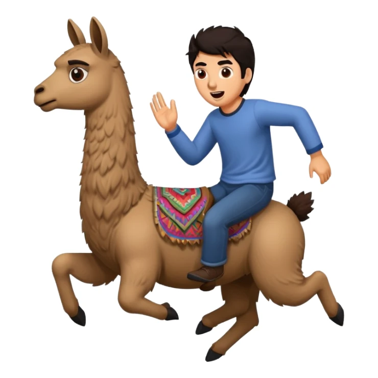 Guy with dark hair getting chased by a scary llama  sticker