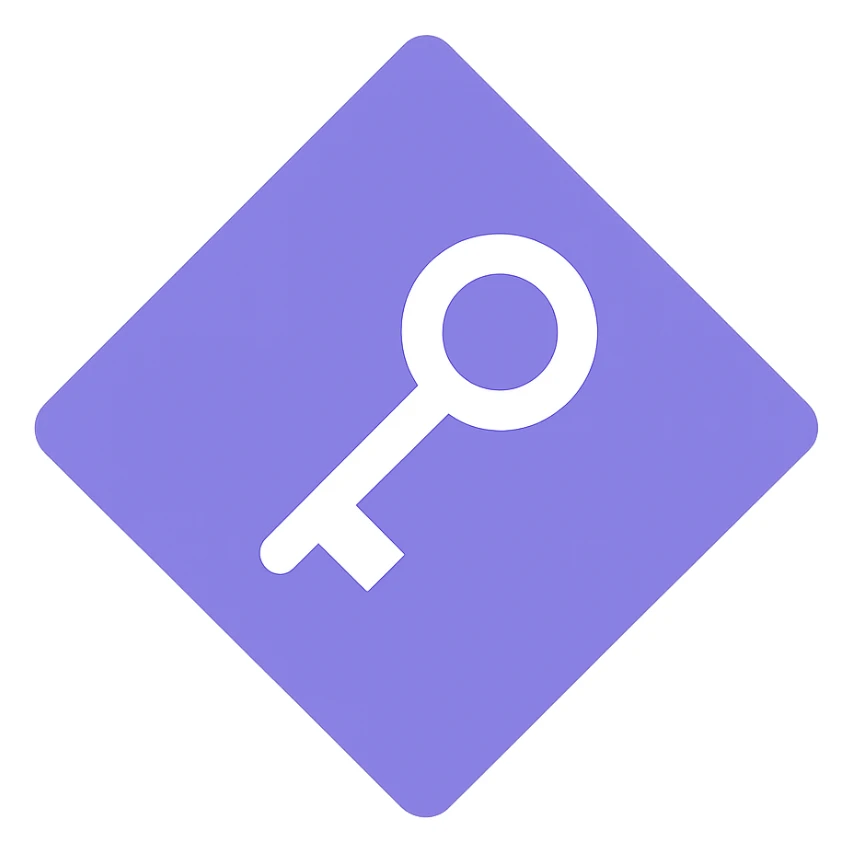diamond, color #9665db, with 🗝️key  symbol on the diamond. sticker