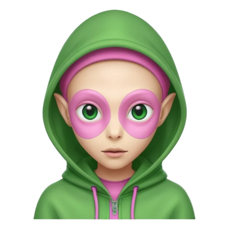 Hooded Pink Alien – Pink alien wearing a green hood.






 sticker