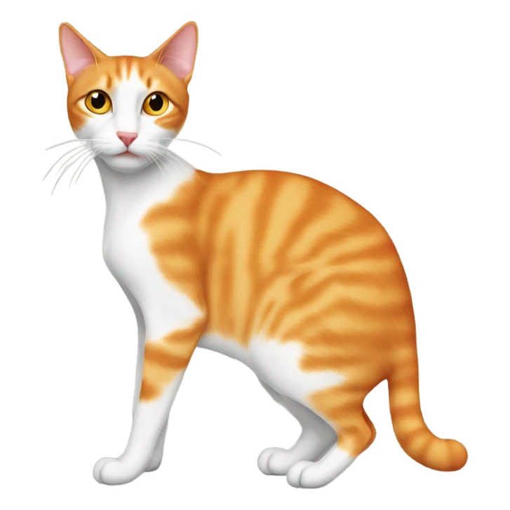 skinny orange and white cat with lip deformaty sticker