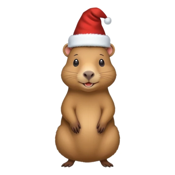 A full-length capybara wearing a New Year's hat sticker