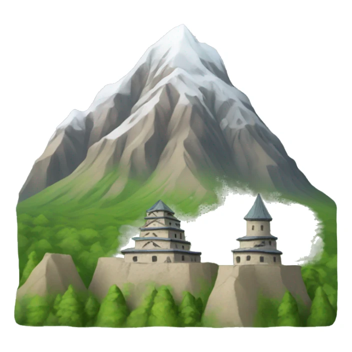 Caucasian mountain with traditional ingush towers. sticker