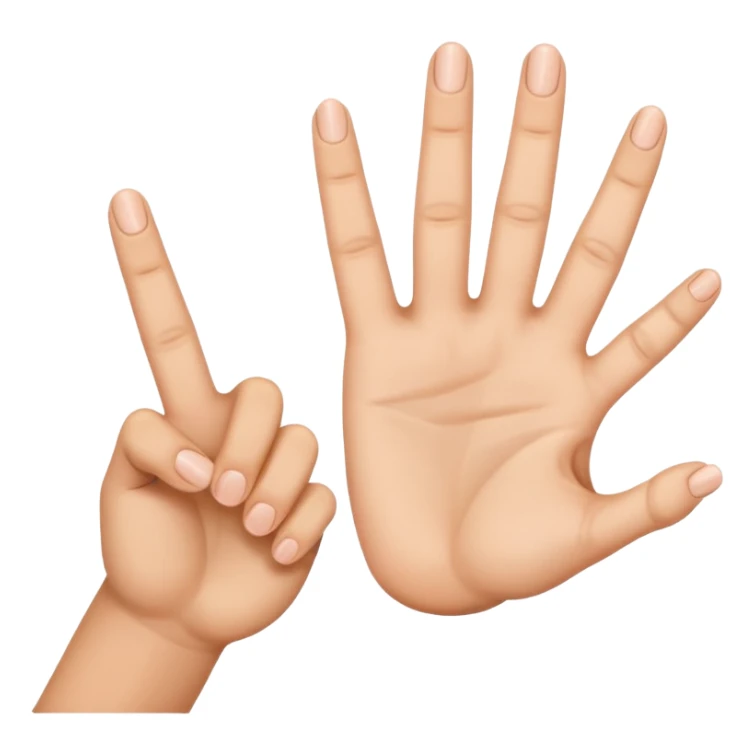 Manos con 3 dedos de un lado y 1 dedo del otro lado sticker