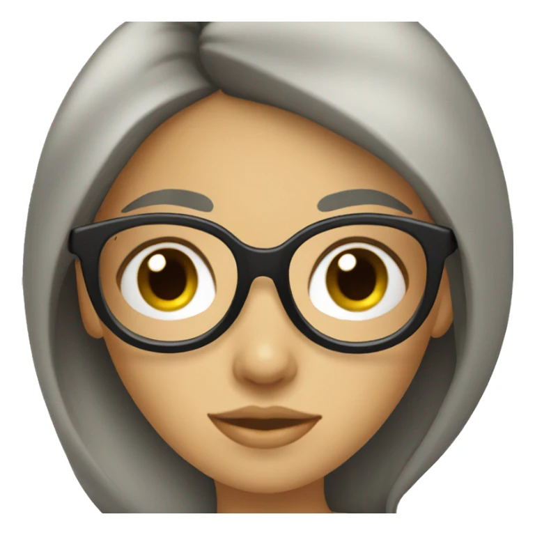 caucasian female, black hair with glasses sticker