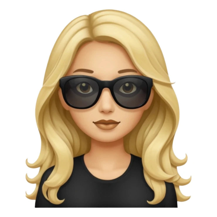 an olive tan woman with long, wavy blonde hair wearing skinny black rectangular sunglasses sticker