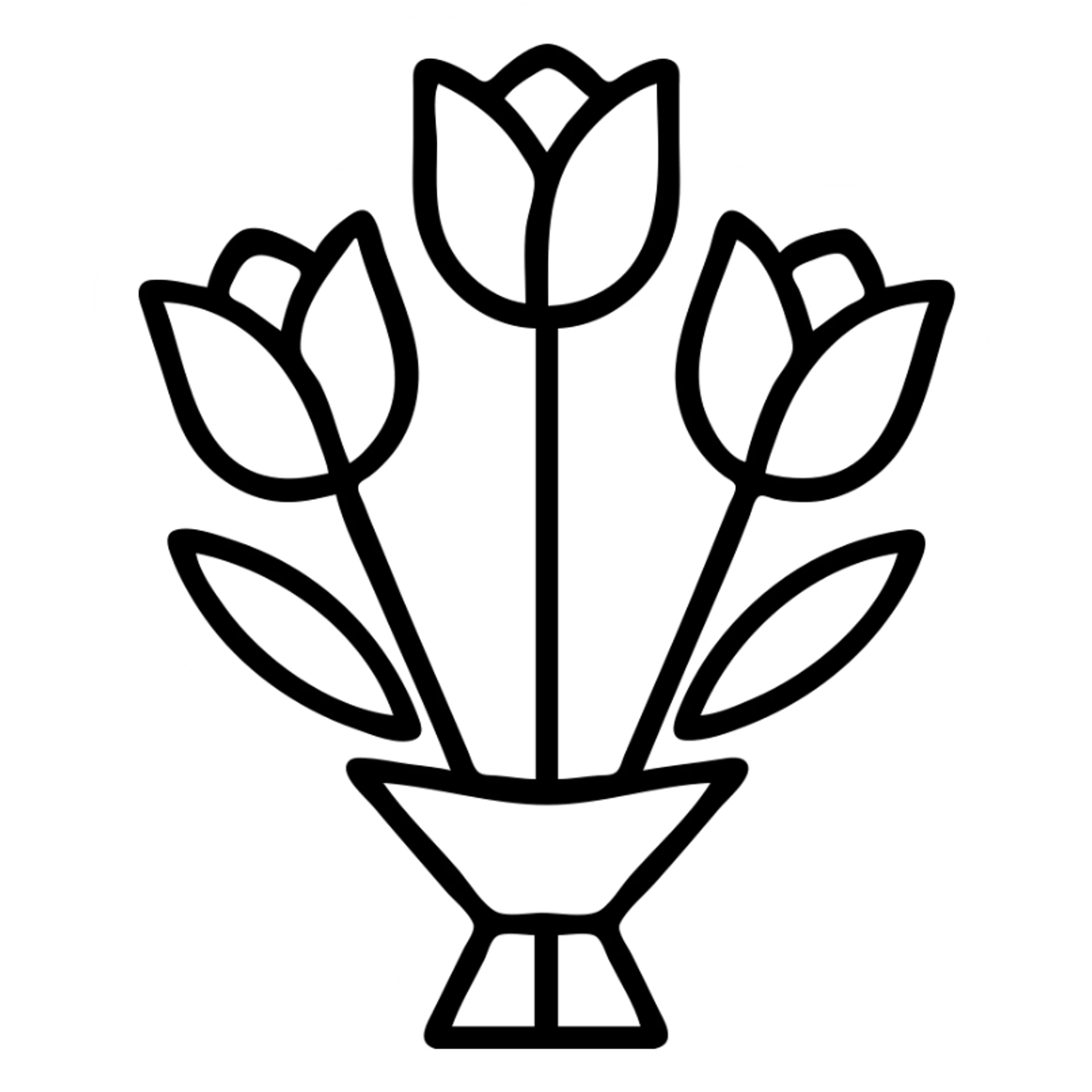 flat tulip rose bouquet icon with clear silhouette sticker