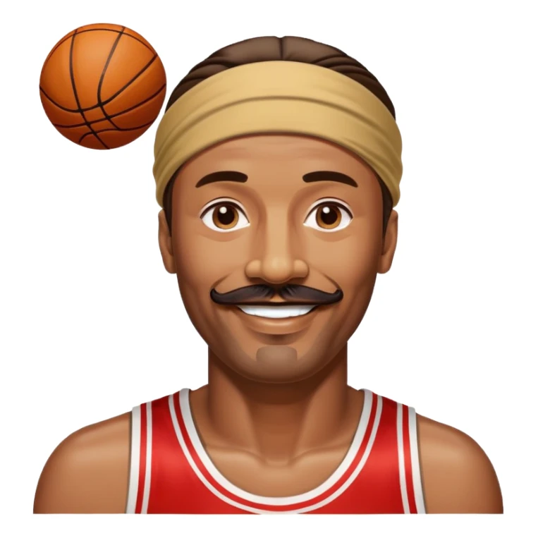 Wilt Chamberlain basketball legend, tall, mustache, headband, smiling sticker
