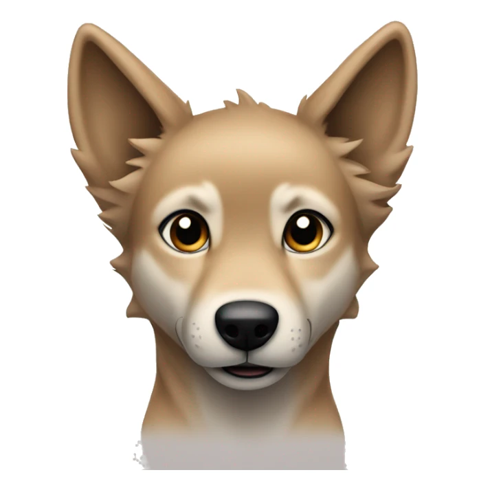 a light brown puppy-like wolf with black hair on its ears sticker