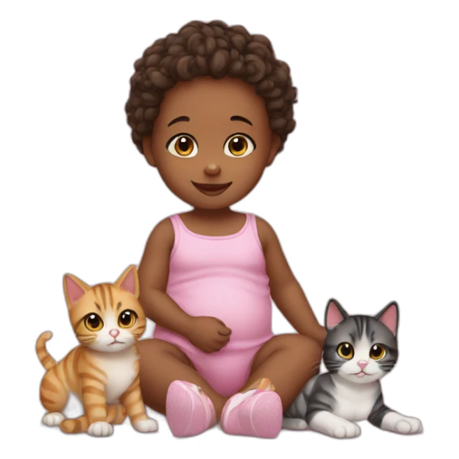 Baby girl with 2 cats sticker