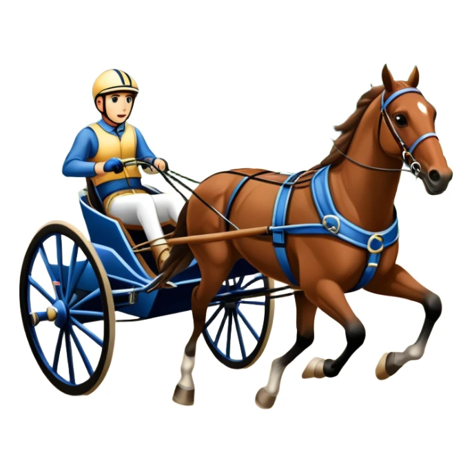 Harness racing with sulky behind horse sticker