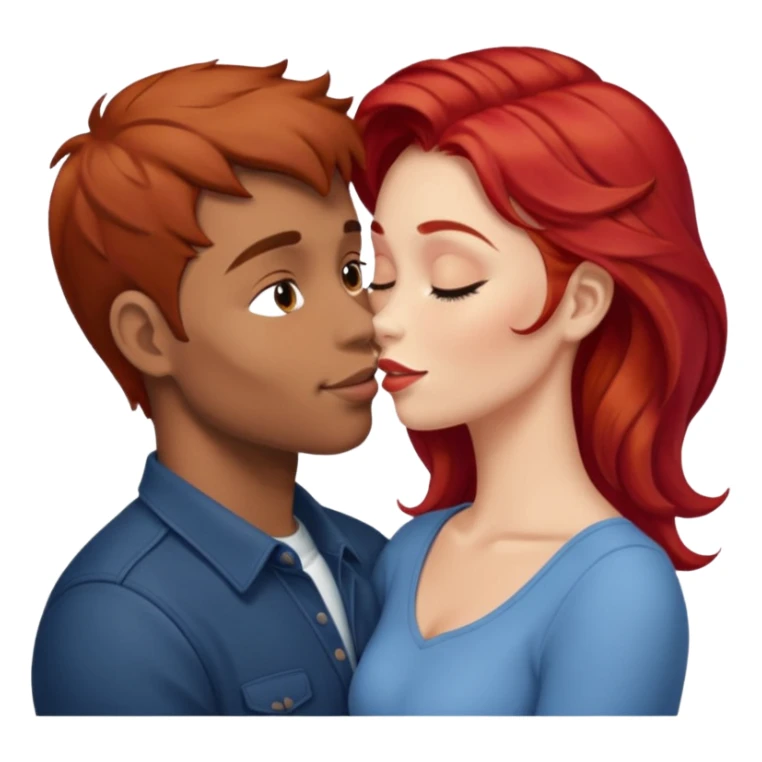 kissy face between brown hair man and redhead woman sticker