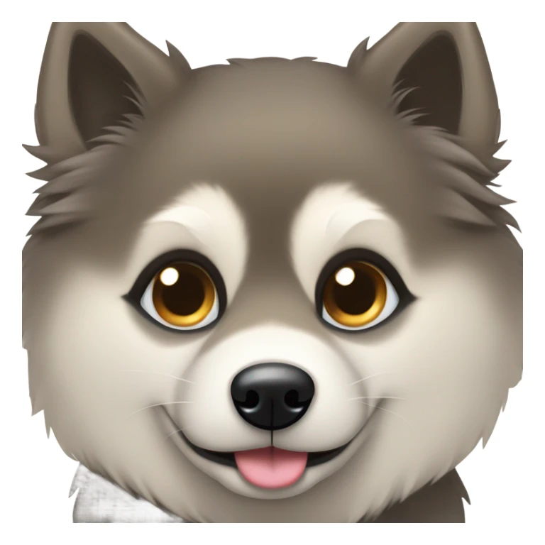 Perro pomsky,negro, con un ojo azul y otro ojo marrón,  sticker