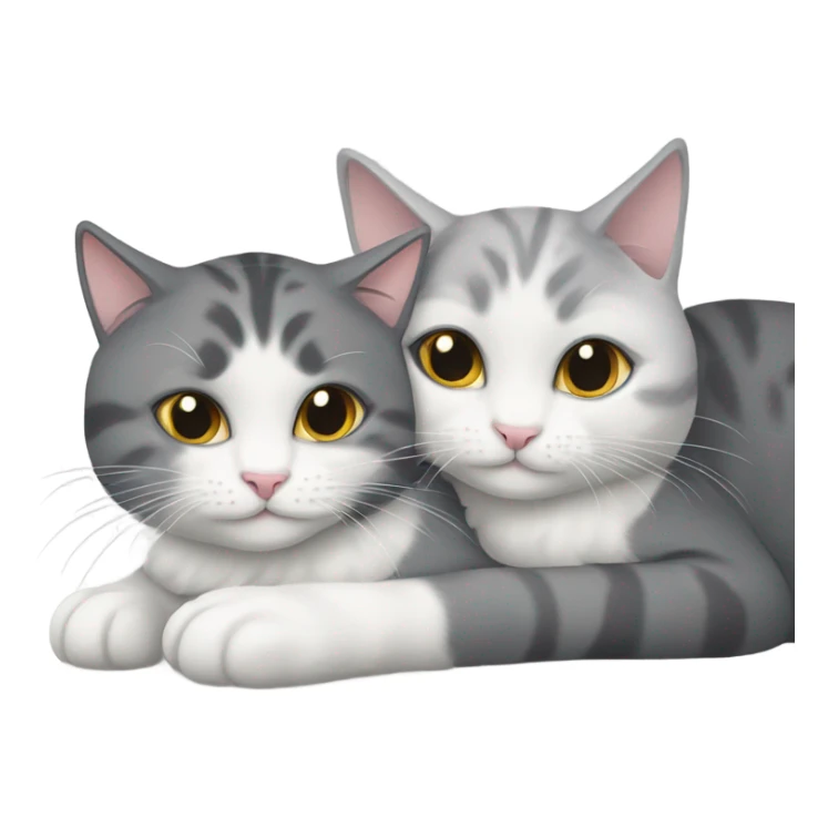 Grey and white cats hug each other sticker