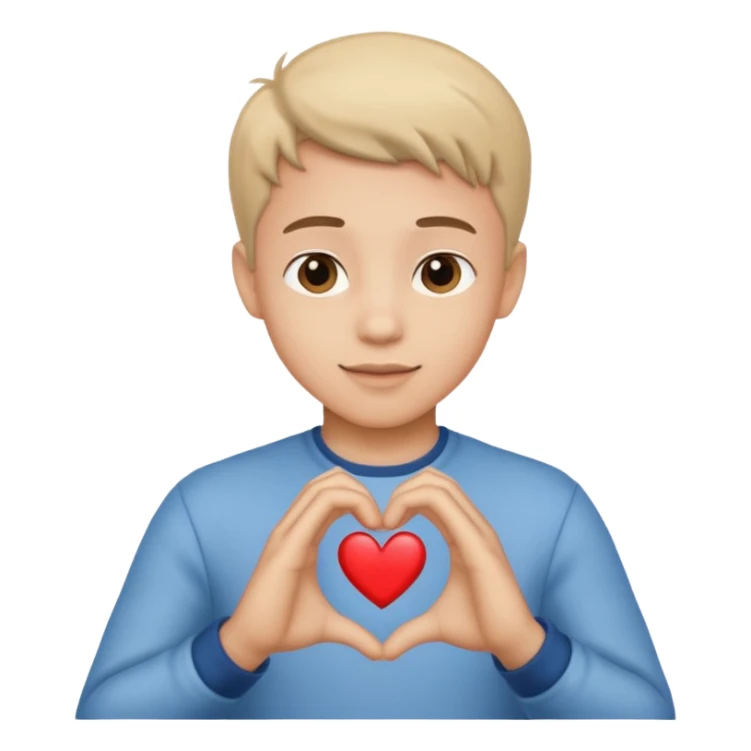Un garçon beau qui fait un cœur sticker